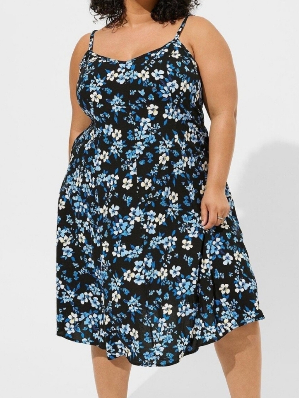 torrid Black Dress with Blue and White Floral Print
